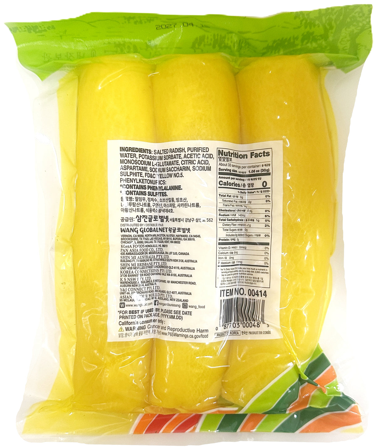 WANG PICKLED RADISH - WHOLE (2.2lb)