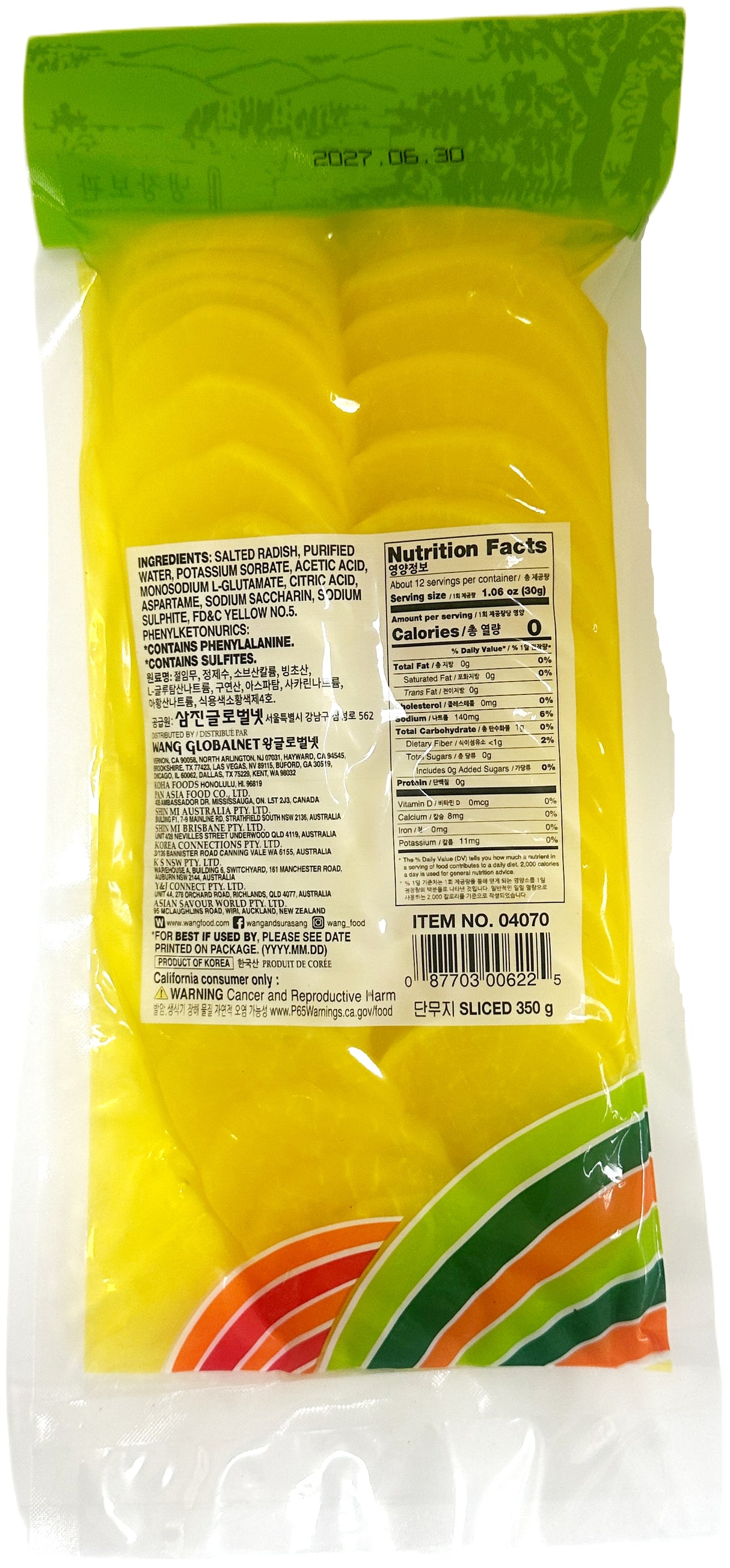 WANG PICKLED RADISH - SLICED (12.3oz)