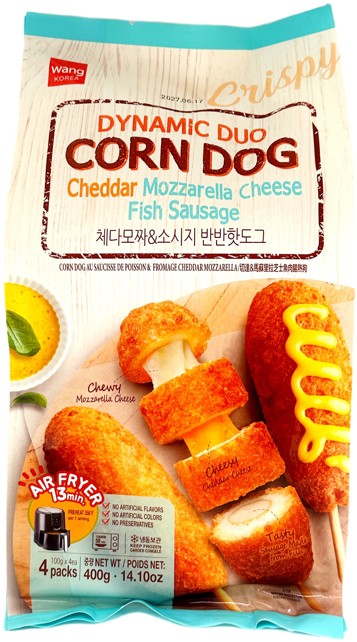 WANG FISH SAUSAGE CORN DOG 4PK - CHEDDAR & MOZZARELLA