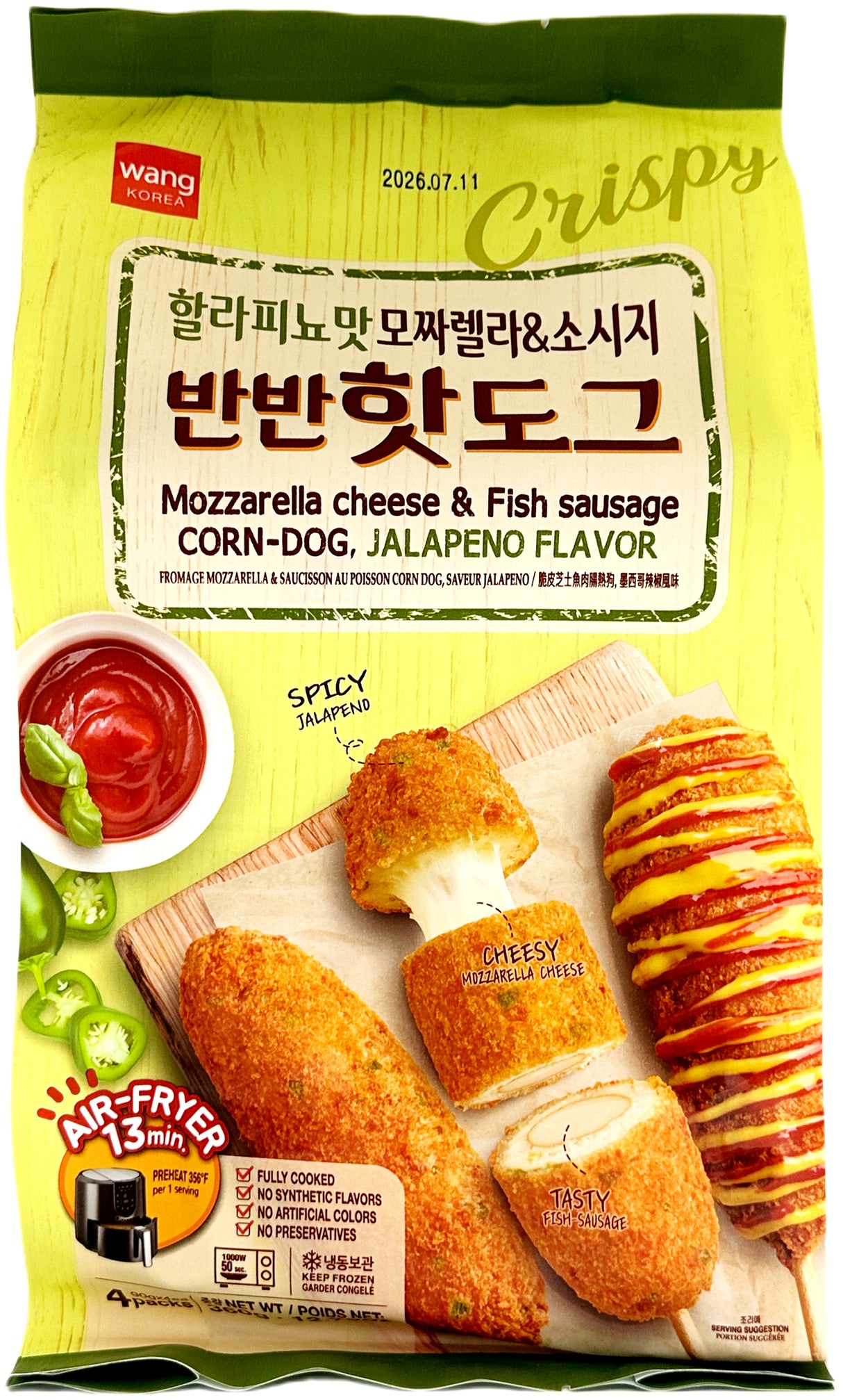 WANG FISH SAUSAGE CORN DOG 4PK - MOZZAERLLA & JALEPENO