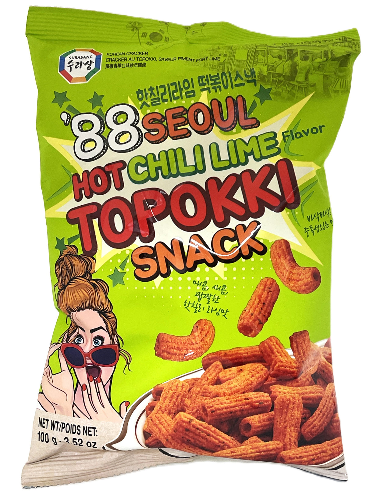 SURASANG '88SEOUL TOPOKKI SNACK - HOT CHILI LIME (3.52oz)