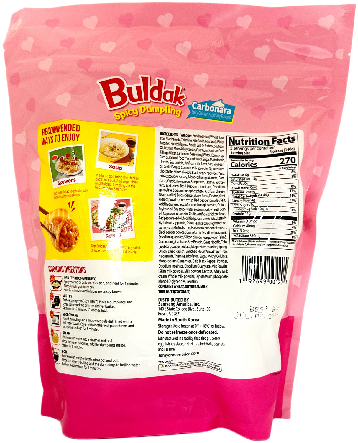 BULDAK FROZEN SPICY DUMPLING - CARBONARA (24.69oz)