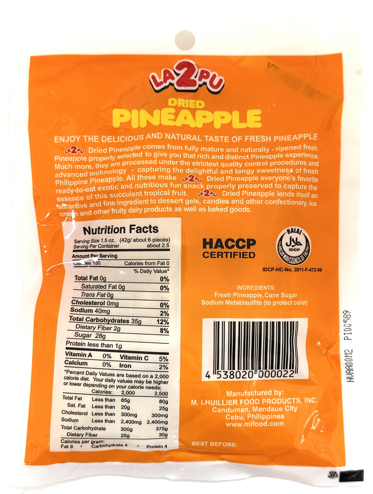 LA2PU DRIED PINEAPPLE (3.5oz)