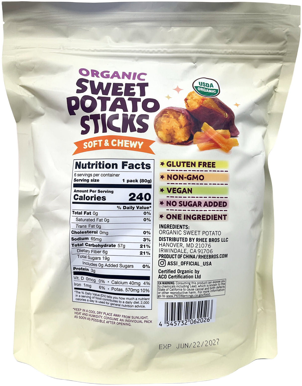 ASSI ORGANIC SWEET POTATO STICKS (17oz)