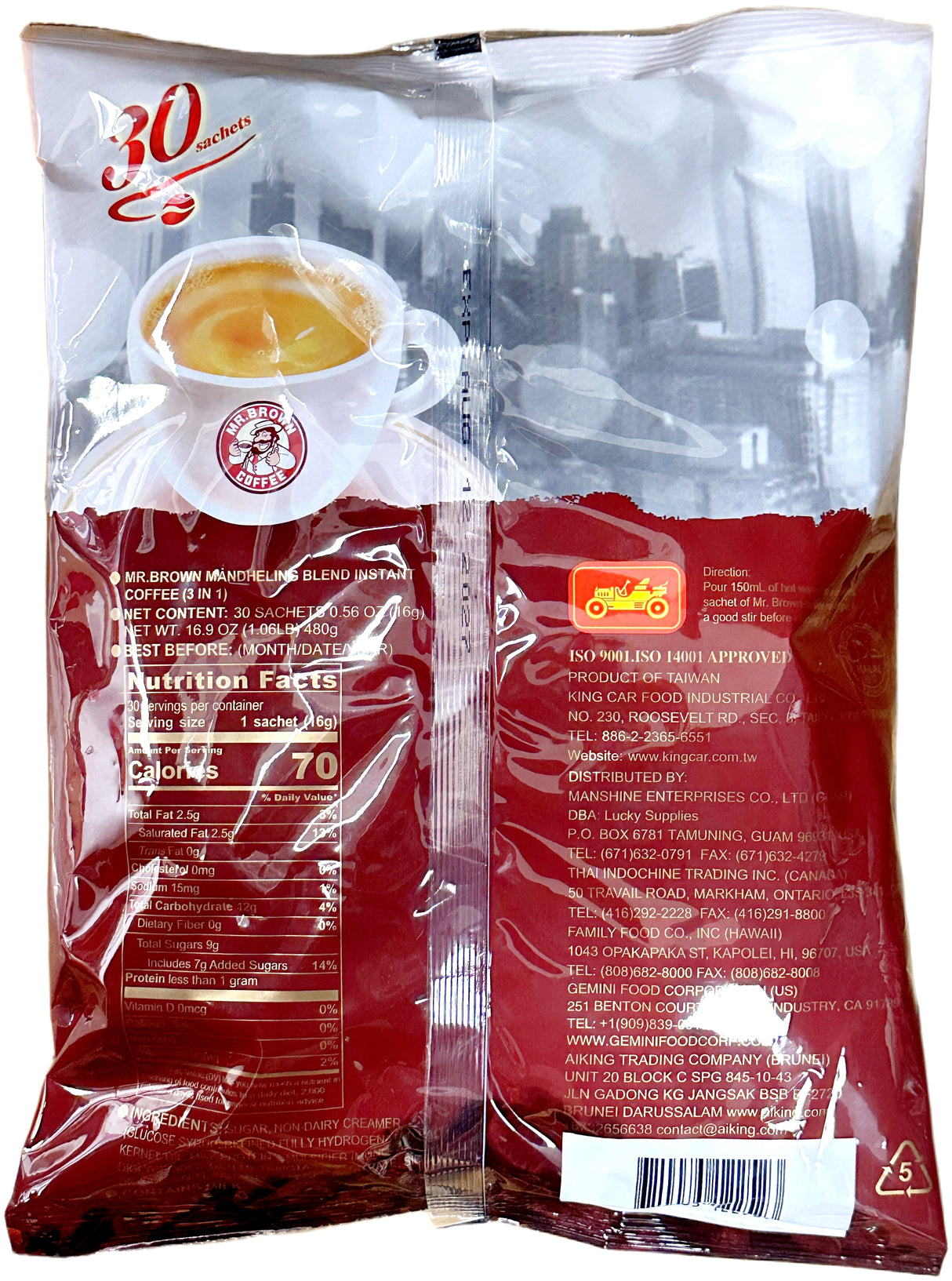 MR. BROWN INSTANT COFFEE 30PK - MANDHELING BLEND