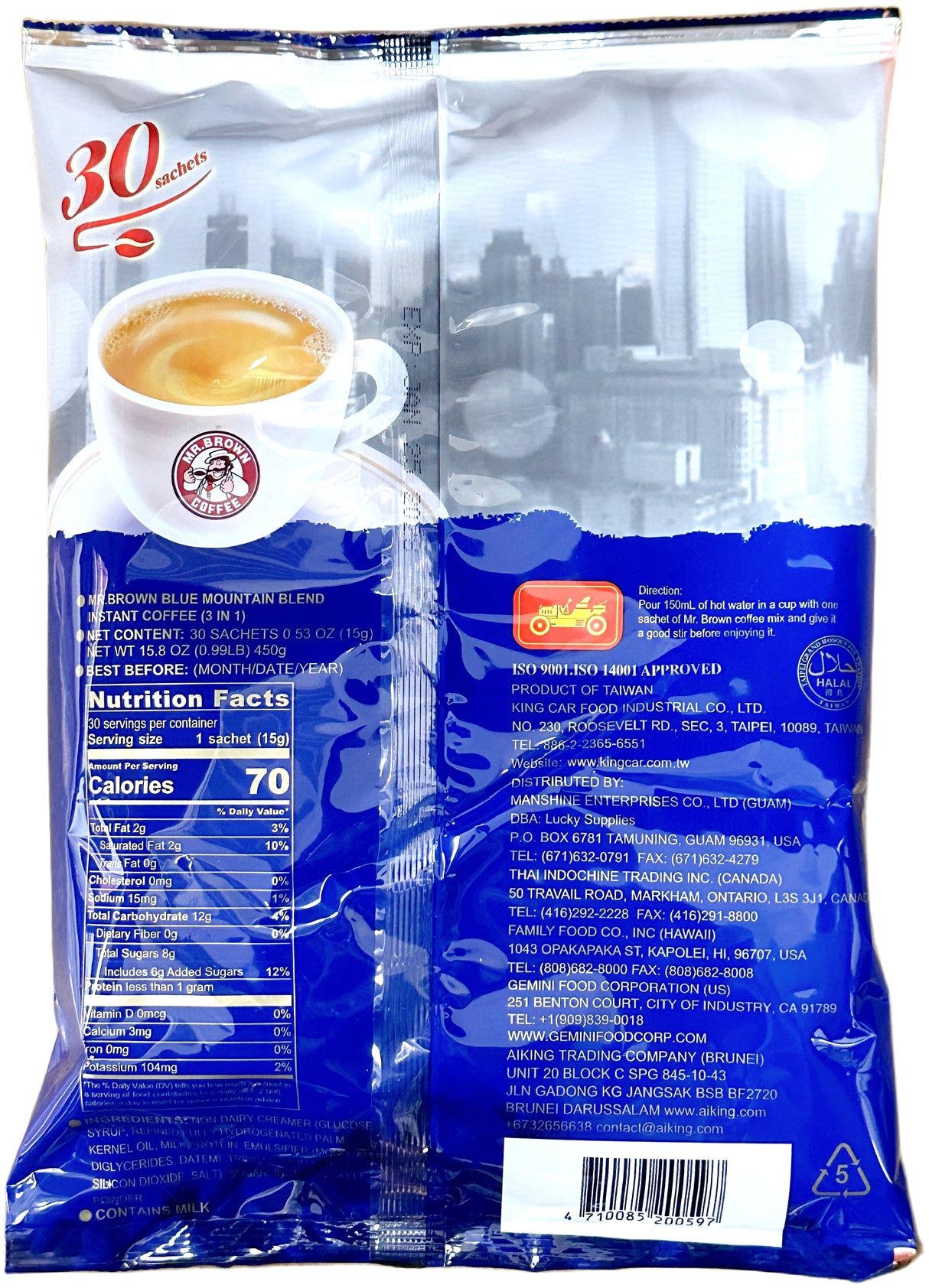 MR. BROWN INSTANT COFFEE 30PK - BLUE MOUNTAIN BLEND