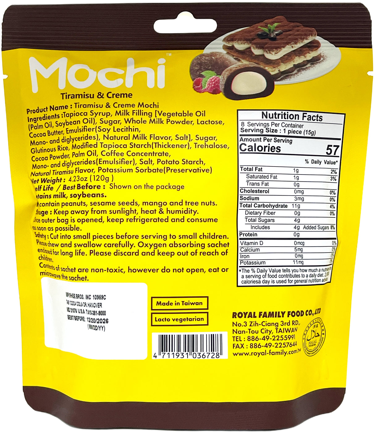 ROYAL FAMILY MOCHI 8PK - TIRAMISU & CREME
