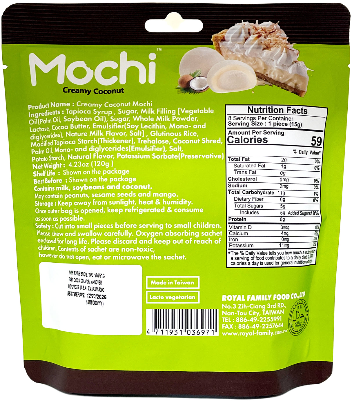 ROYAL FAMILY MOCHI 8PK - CREAMY COCONUT