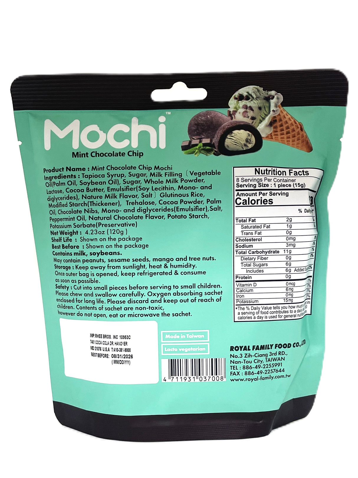 ROYAL FAMILY MOCHI 8PK - MINT CHOCOLATE CHIP