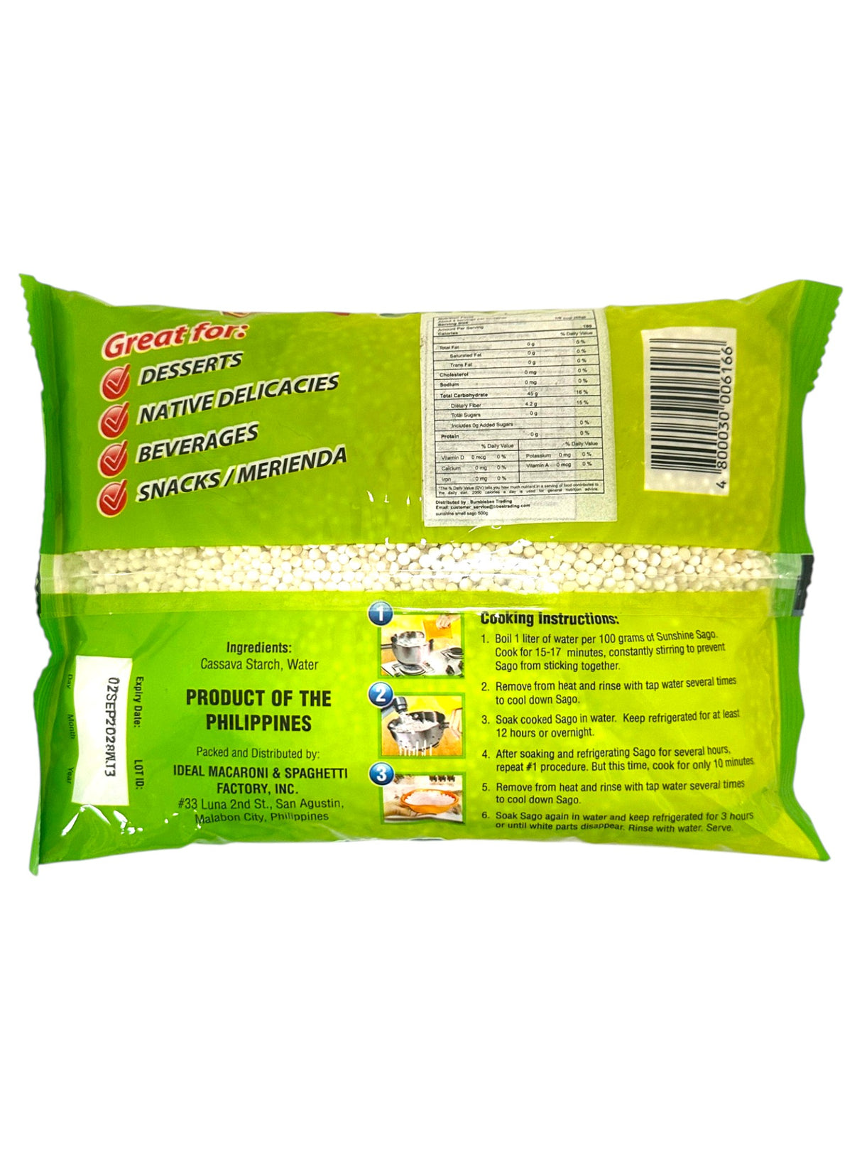 SUNSHINE SMALL SAGO TAPIOCA PEARLS (17.6oz)