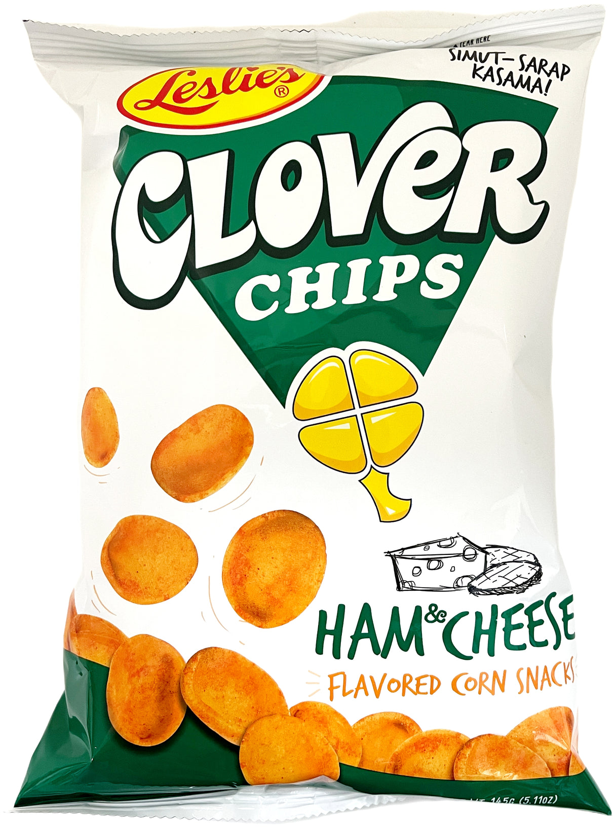 LESLIE'S CLOVER CHIPS CORN SNACK - HAM & CHEESE (5.11oz)
