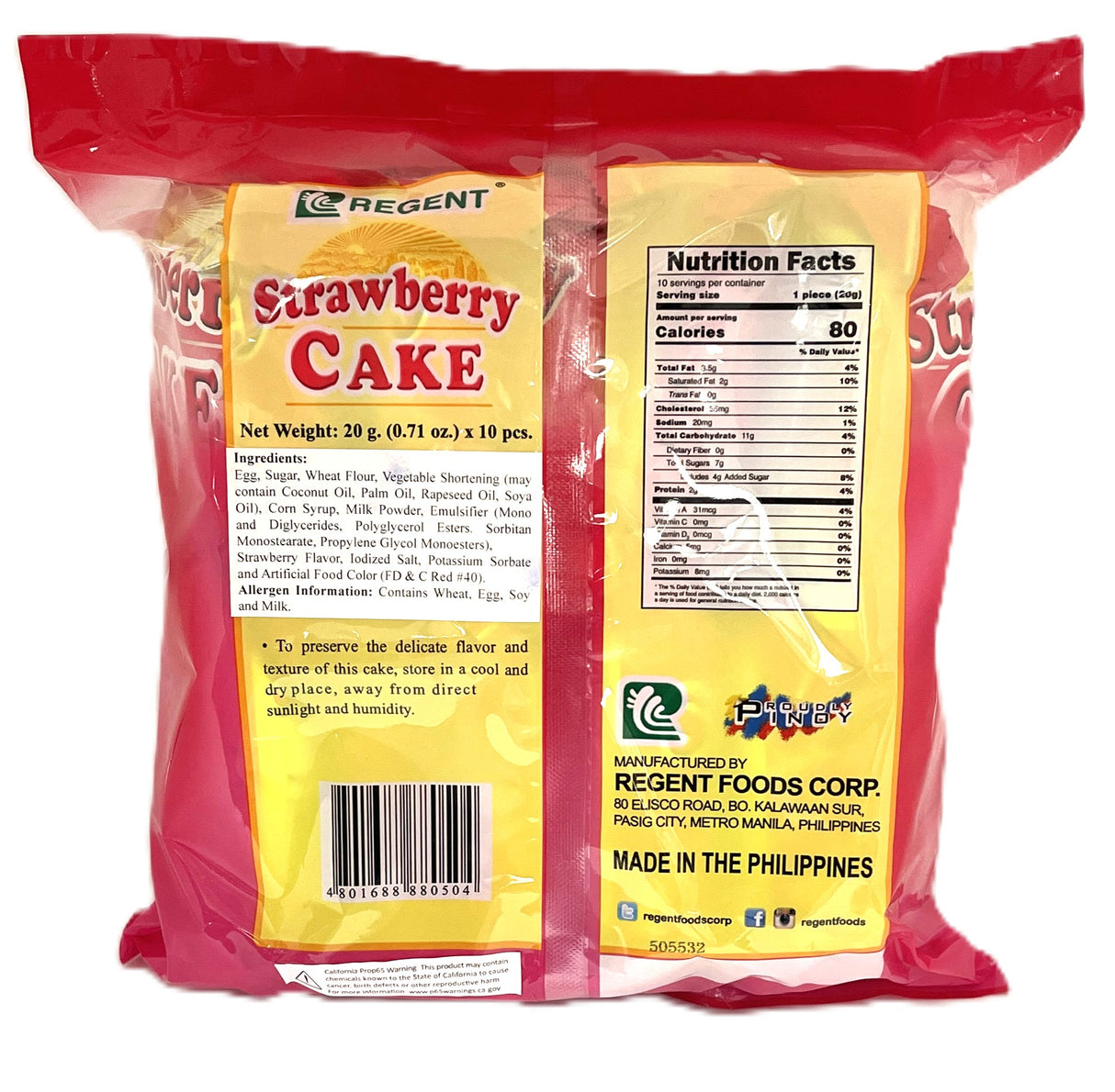 REGENT STRAWBERRY CAKE 10PC (7.1oz)