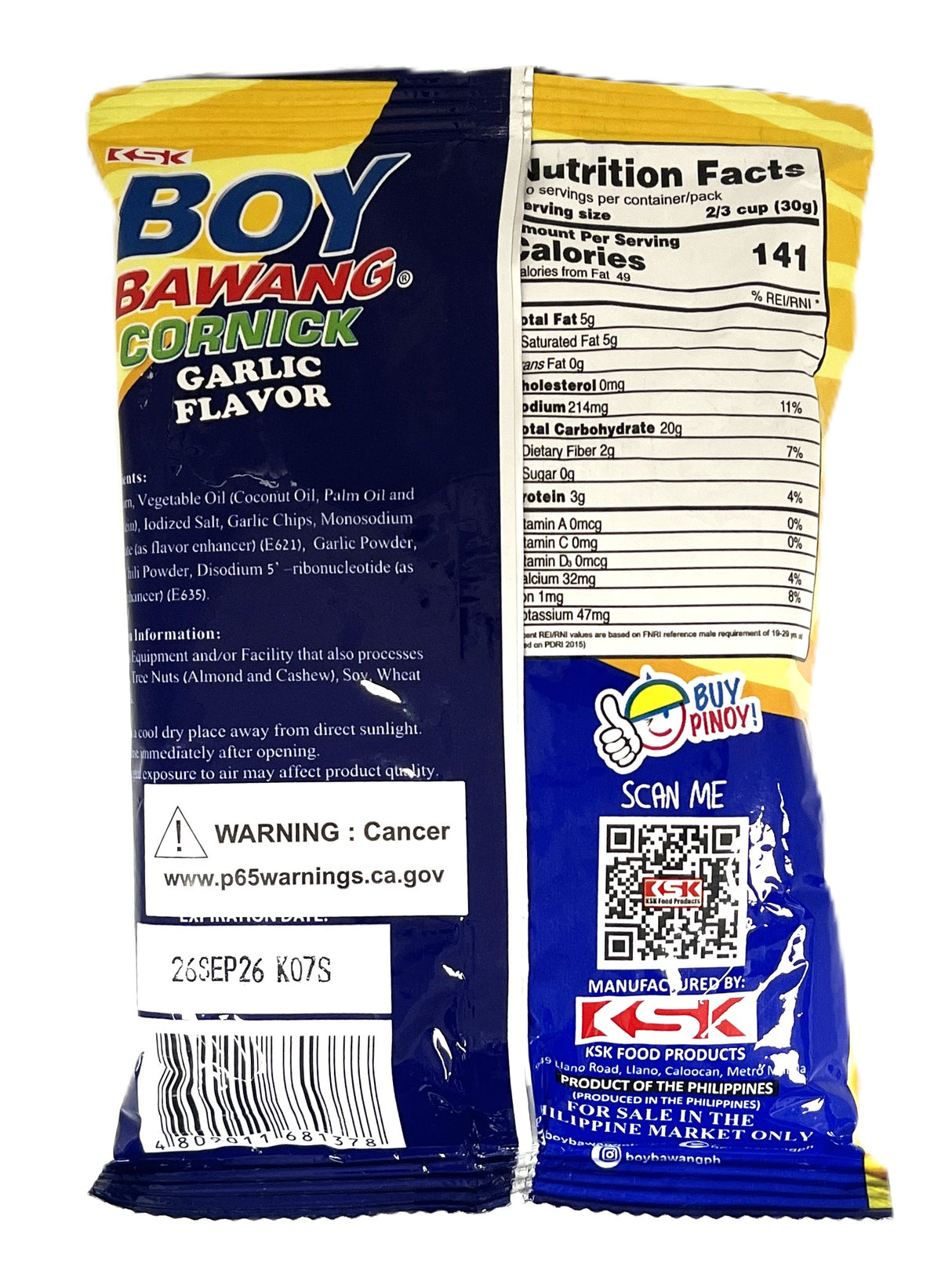 BOY BAWANG CORNICK - GARLIC (3.17oz)