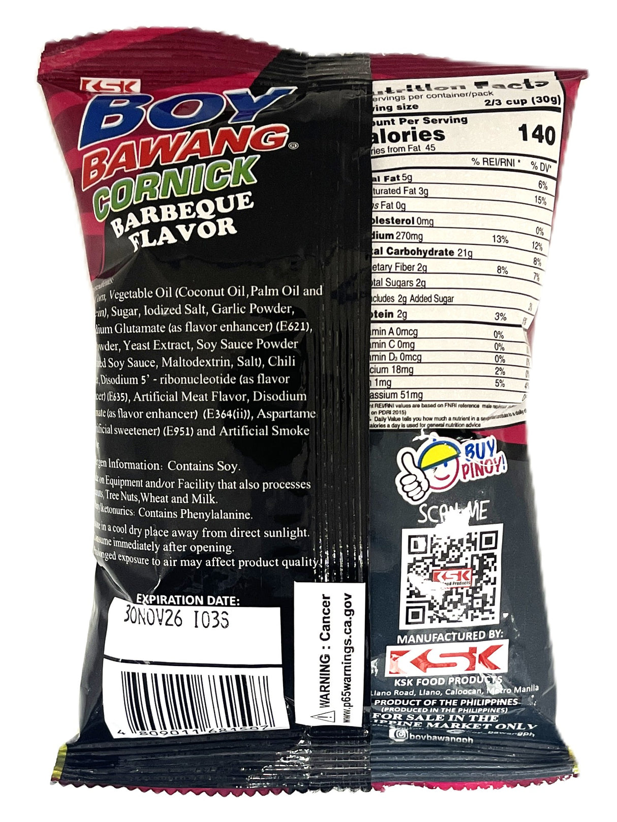 BOY BAWANG CORNICK - BARBECUE (3.17oz)