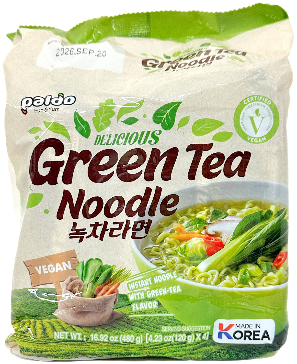 PALDO VEGAN GREEN TEA NOODLE 4PK