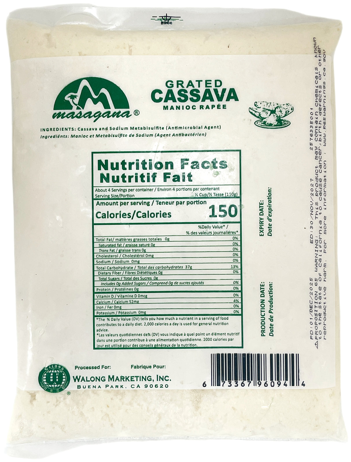 MASAGANA FROZEN GRATED CASSAVA (16oz)