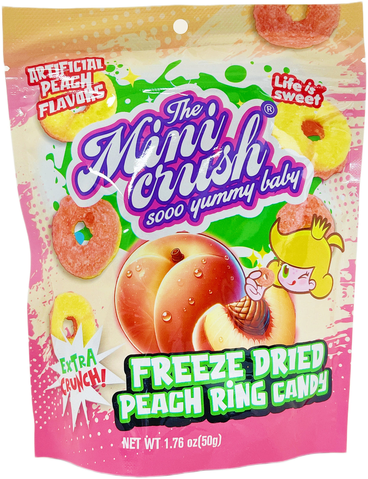 MINI CRUSH FREEZE-DRIED PEACH RING CANDY (1.76oz)