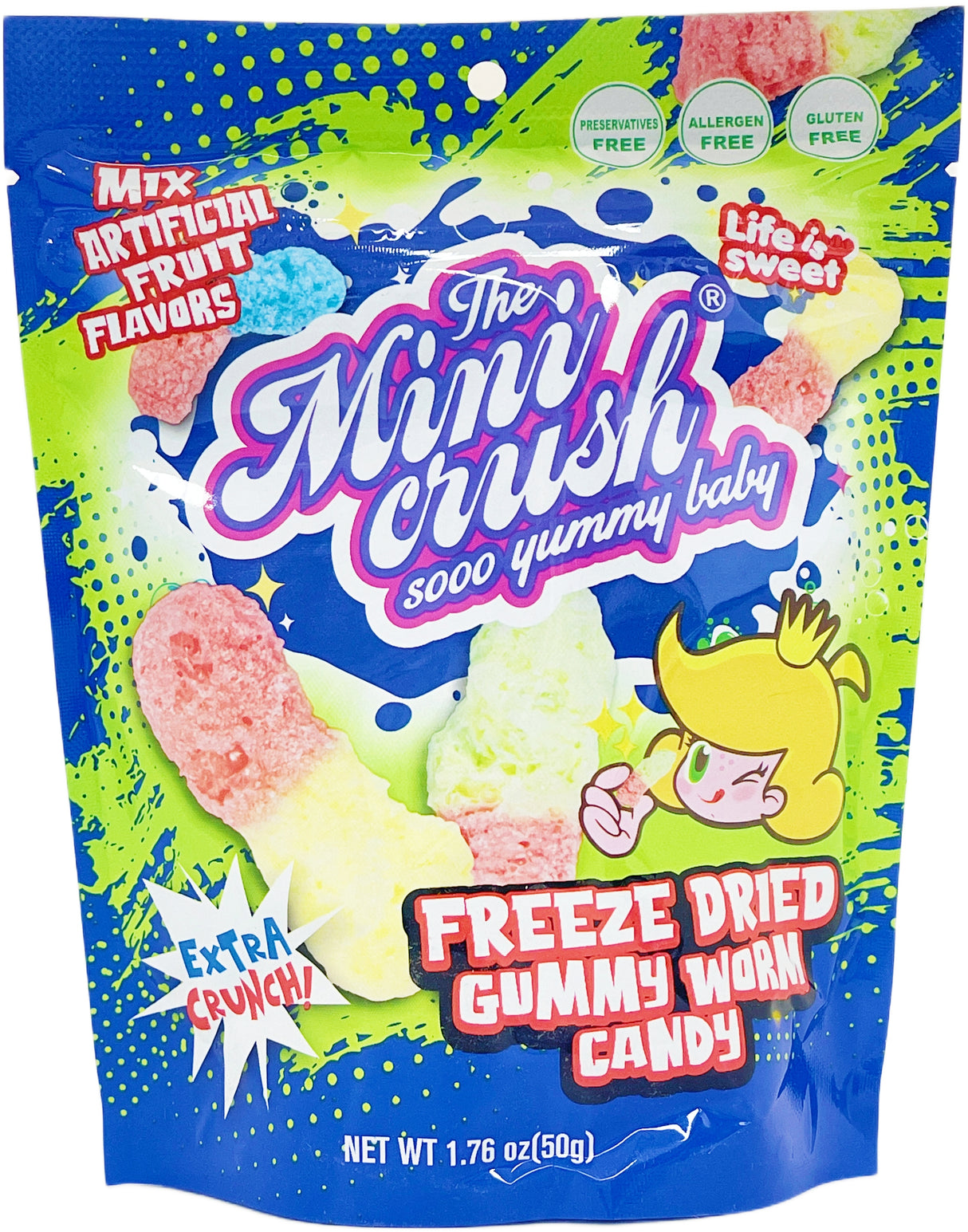 MINI CRUSH FREEZE-DRIED GUMMY WORM CANDY (1.76oz)