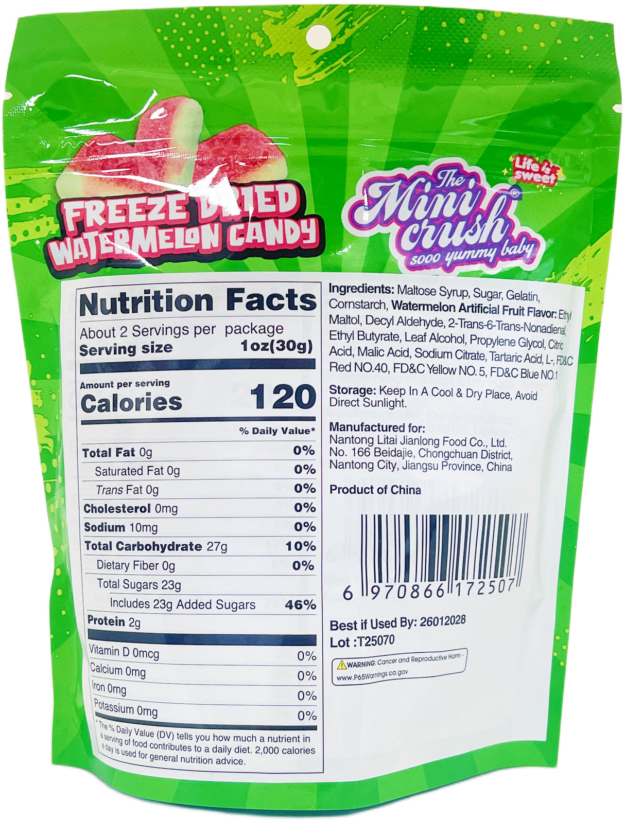 MINI CRUSH FREEZE-DRIED WATERMELON CANDY (1.76oz)