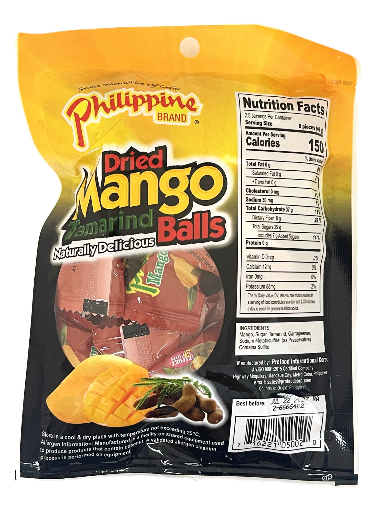 PHILIPPINE BRAND DRIED MANGO TAMARIND BALLS (3.5oz)
