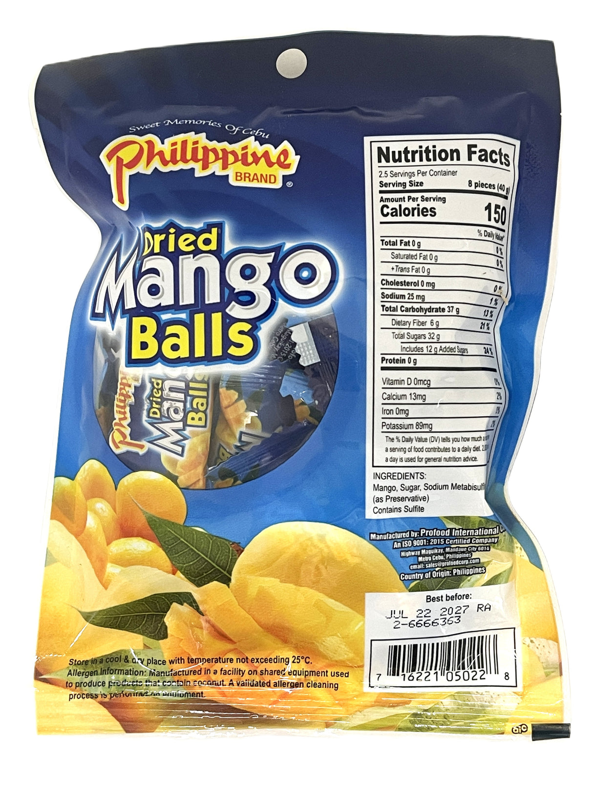PHILIPPINE BRAND DRIED MANGO BALLS (3.5oz)
