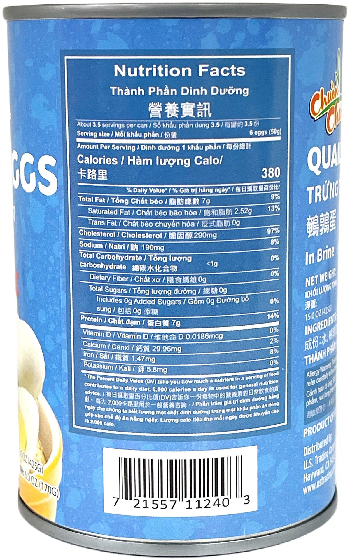 CHUON CHUON QUAIL EGGS IN BRINE (15oz)