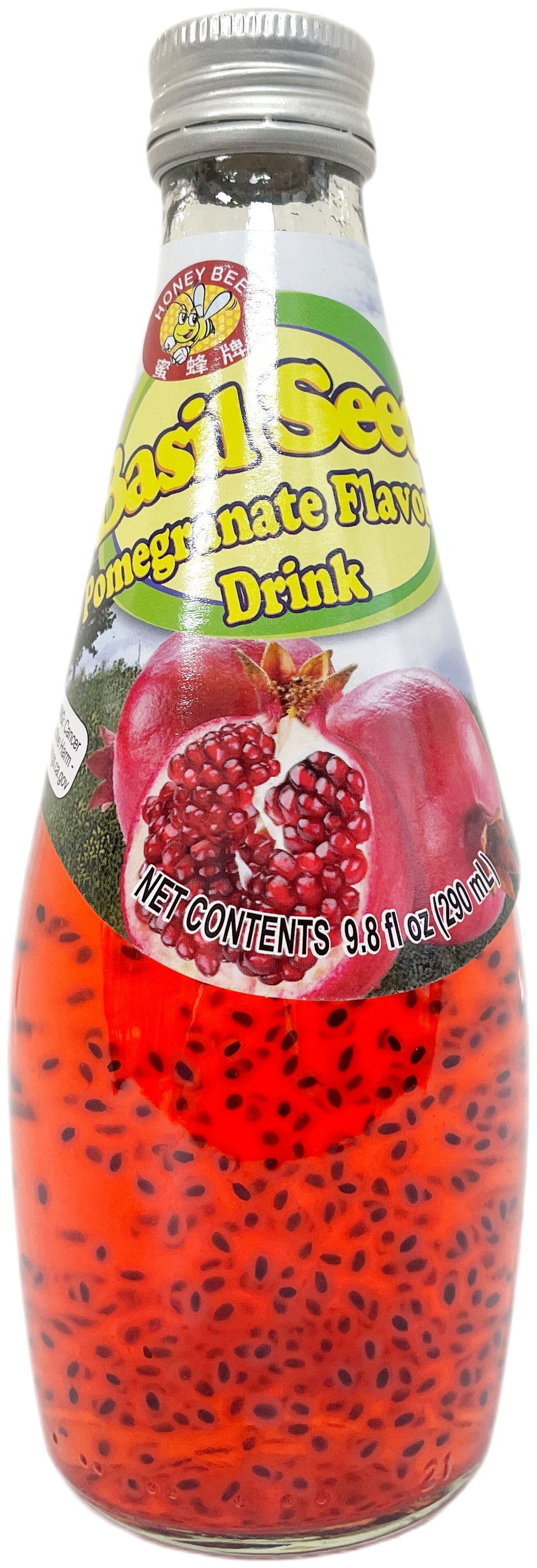 HONEYBEE BASIL SEED DRINK - POMEGRANATE (9.8oz)