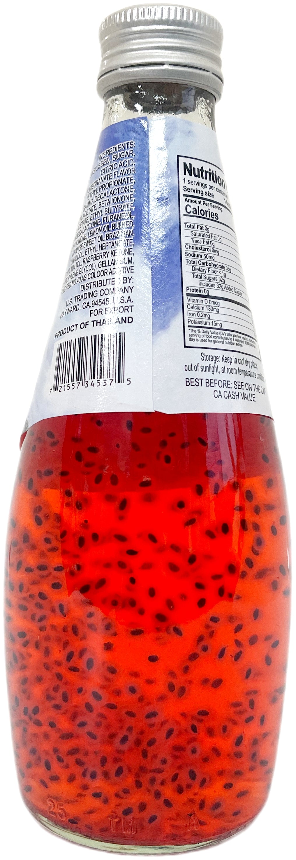 HONEYBEE BASIL SEED DRINK - POMEGRANATE (9.8oz)