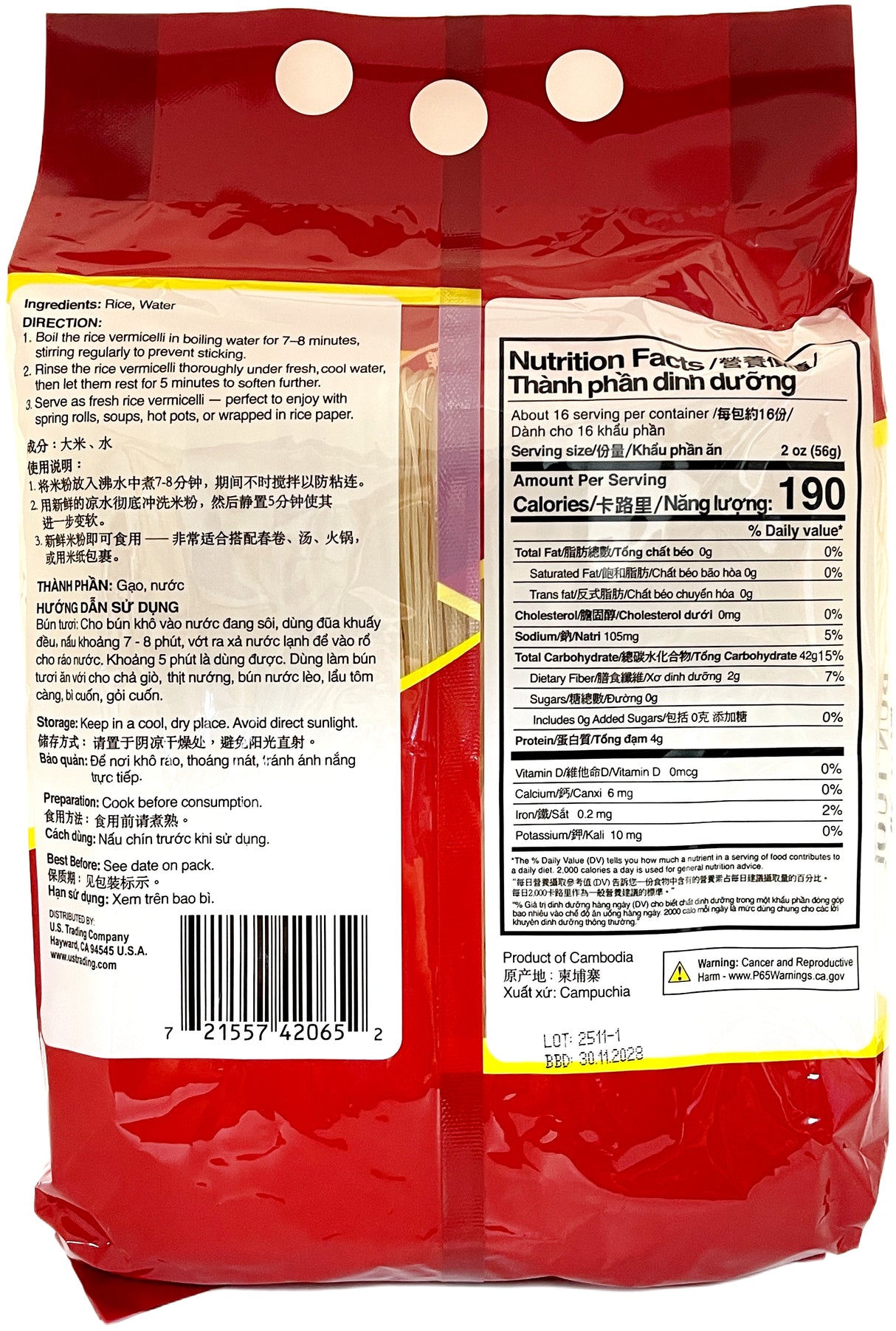 GLOBAL DEER FRESH RICE VERMICELLI (2lb)