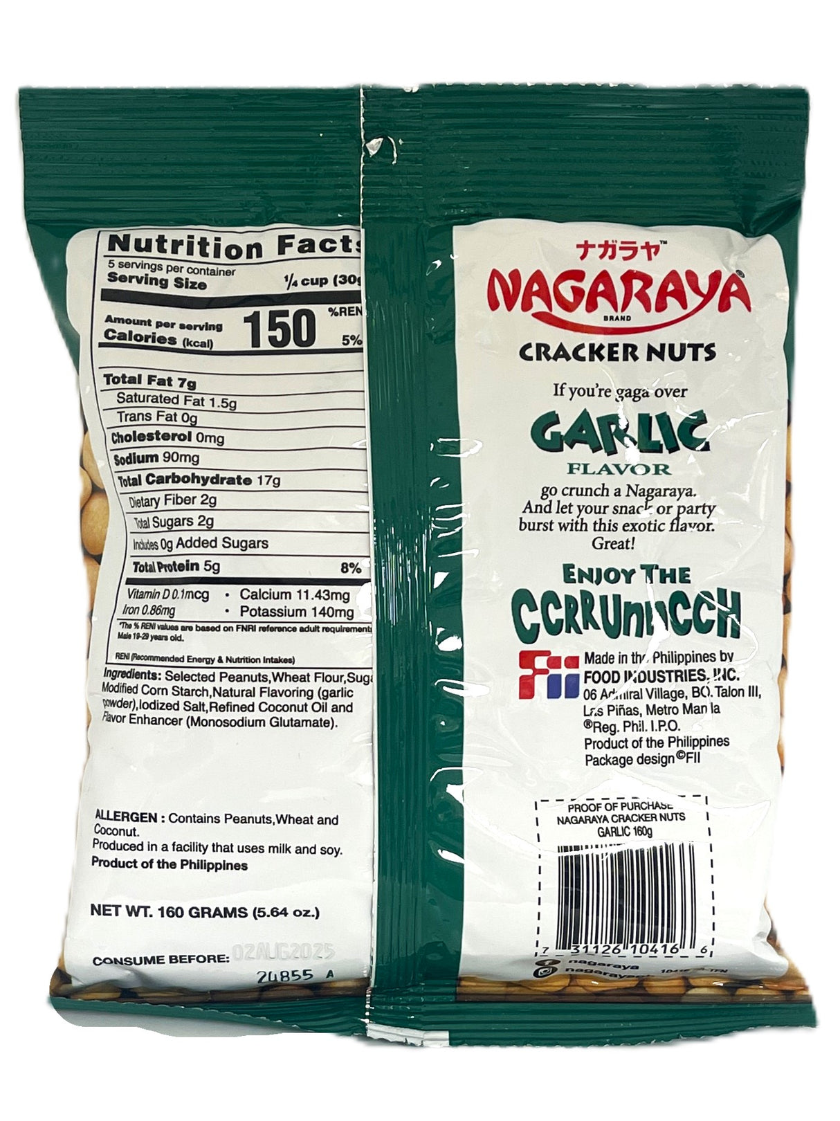 NAGARAYA CRACKER NUTS - GARLIC (5.64oz)