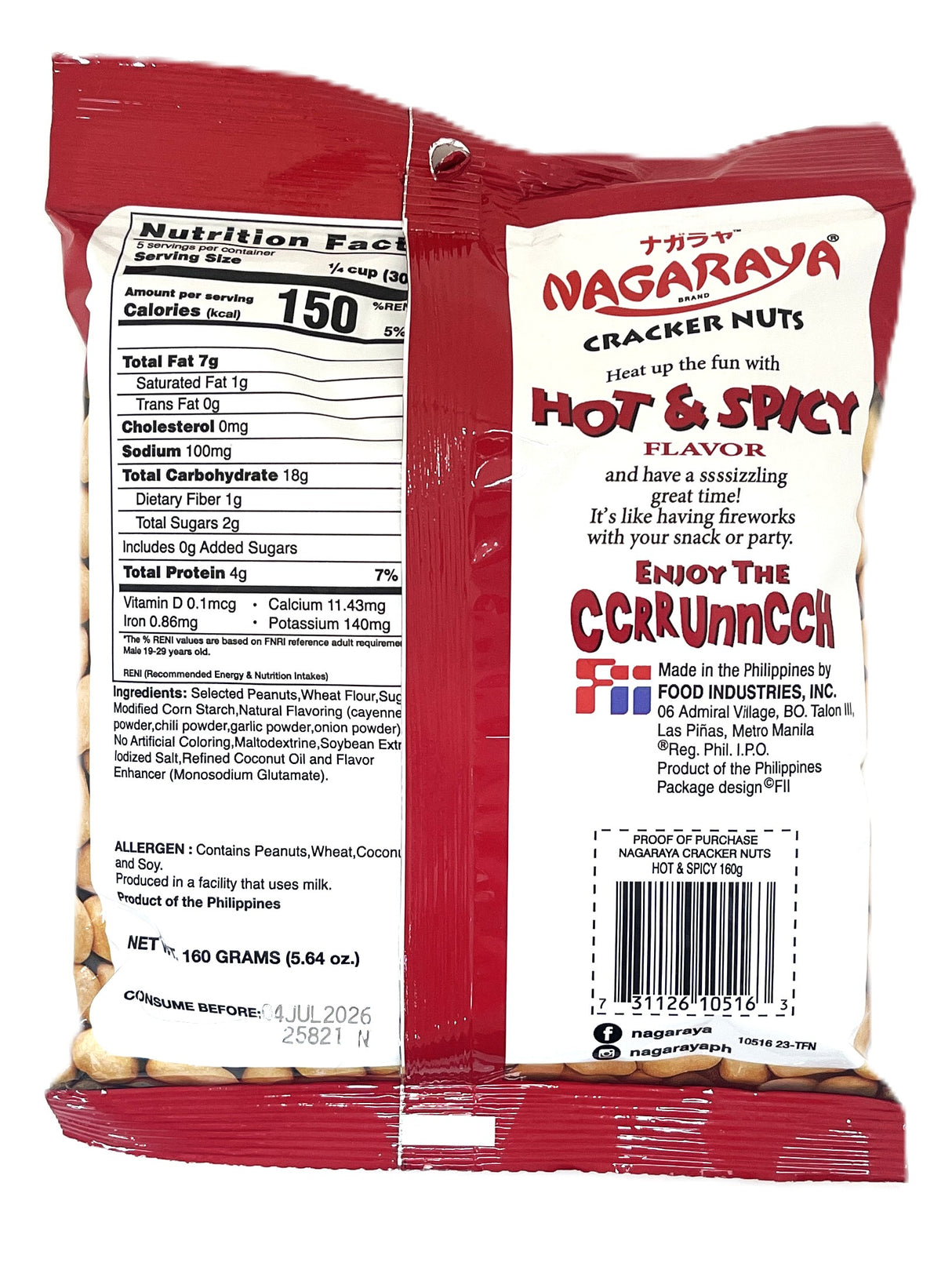 NAGARAYA CRACKER NUTS - HOT & SPICY (5.64oz)