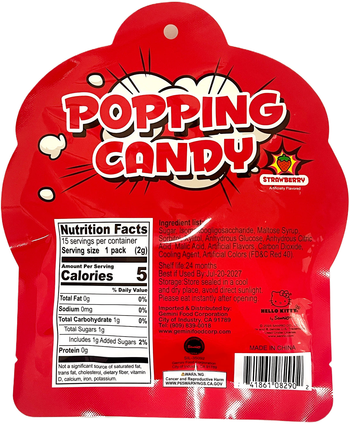 SANRIO POPPING CANDY - STRAWBERRY (1.05oz)