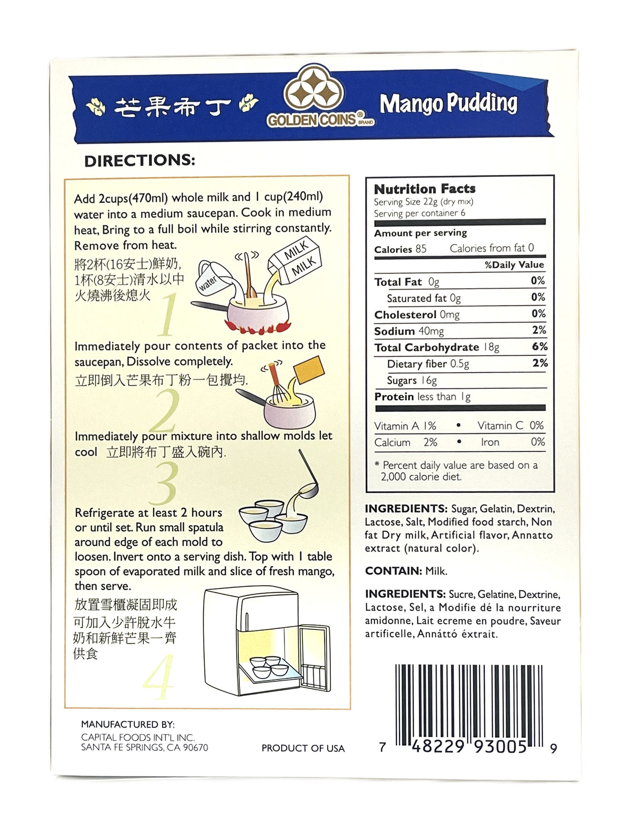 GOLDEN COINS MANGO PUDDING MIX (4.5oz)