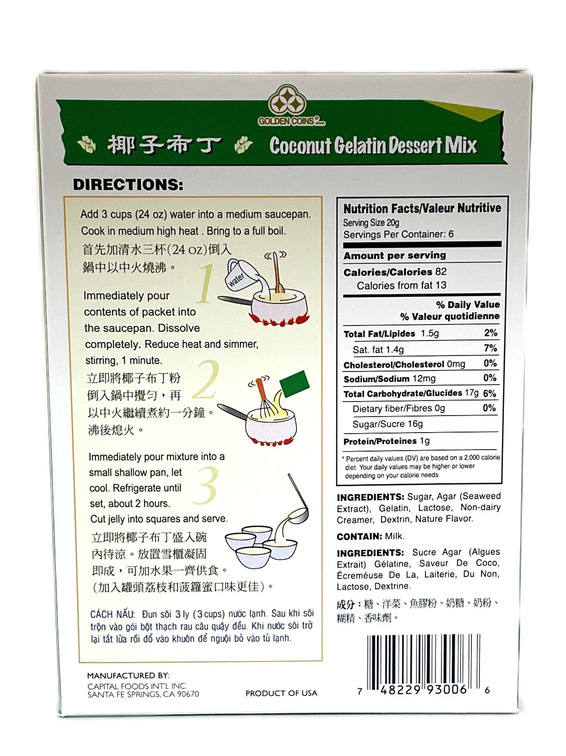 GOLDEN COINS COCONUT GELATIN DESSERT MIX (4.35oz)