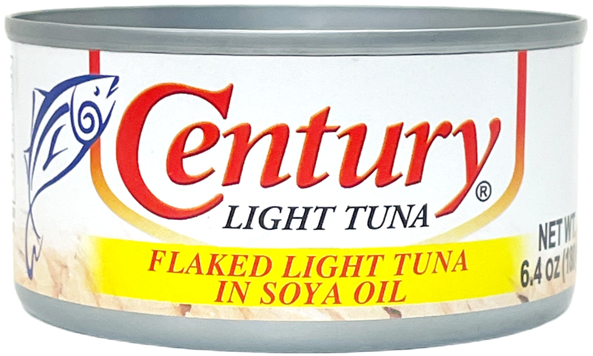 CENTURY CANNED LIGHT TUNA - FLAKED TUNA IN SOYA OIL (6.4oz)