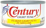 CENTURY CANNED LIGHT TUNA - FLAKED TUNA IN SOYA OIL (6.4oz)