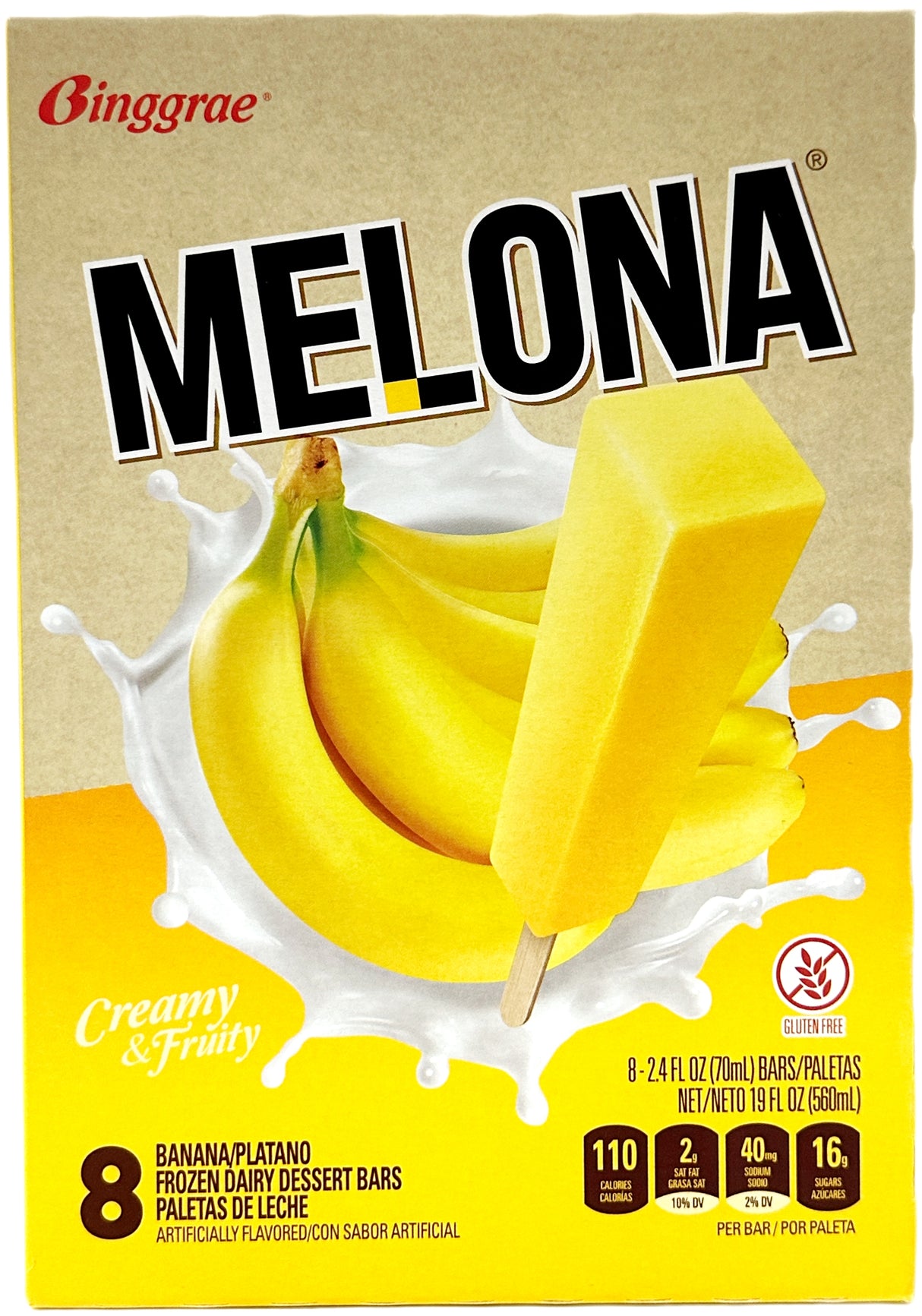 BINGGRAE MELONA DAIRY ICE BAR 8PK - BANANA