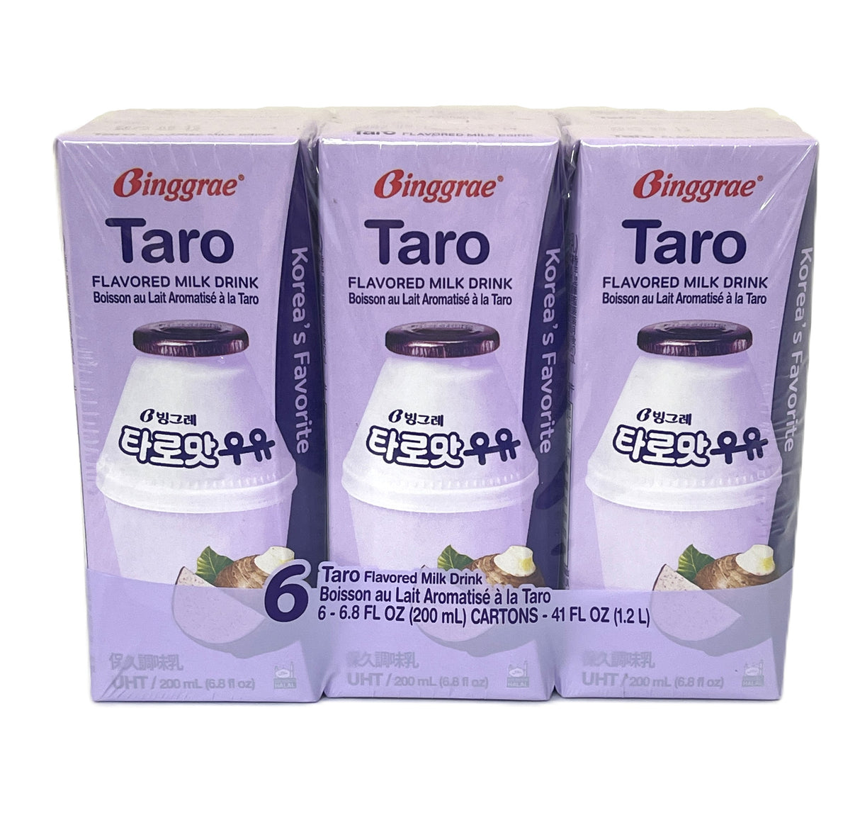 BINGGRAE TARO MILK DRINK 6PK