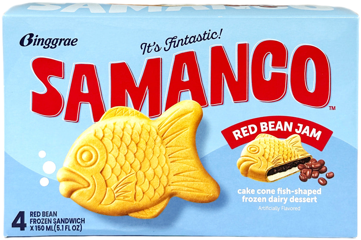 BINGGRAE SAMANCO TAIYAKI ICE CREAM 4PK - RED BEAN