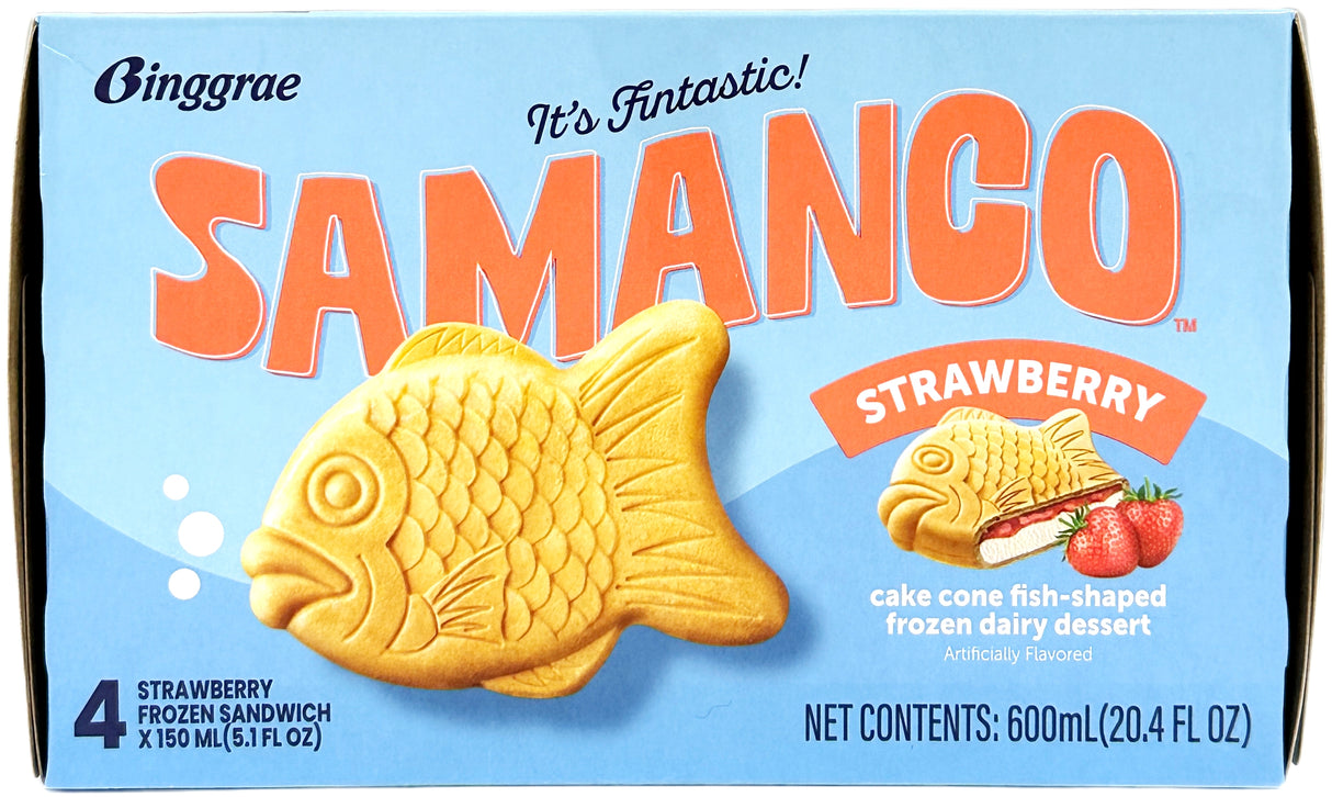 BINGGRAE SAMANCO TAIYAKI ICE CREAM 4PK - STRAWBERRY