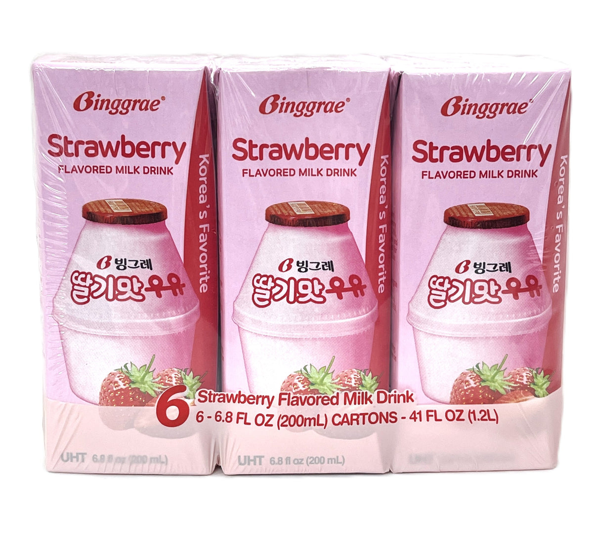 BINGGRAE MILK DRINK 6PK - STRAWBERRY