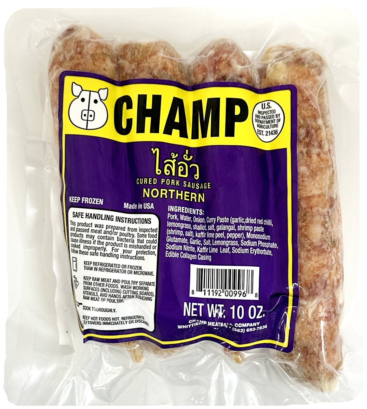 CHAMP NORTHERN THAI PORK SAUSAGE (10oz)