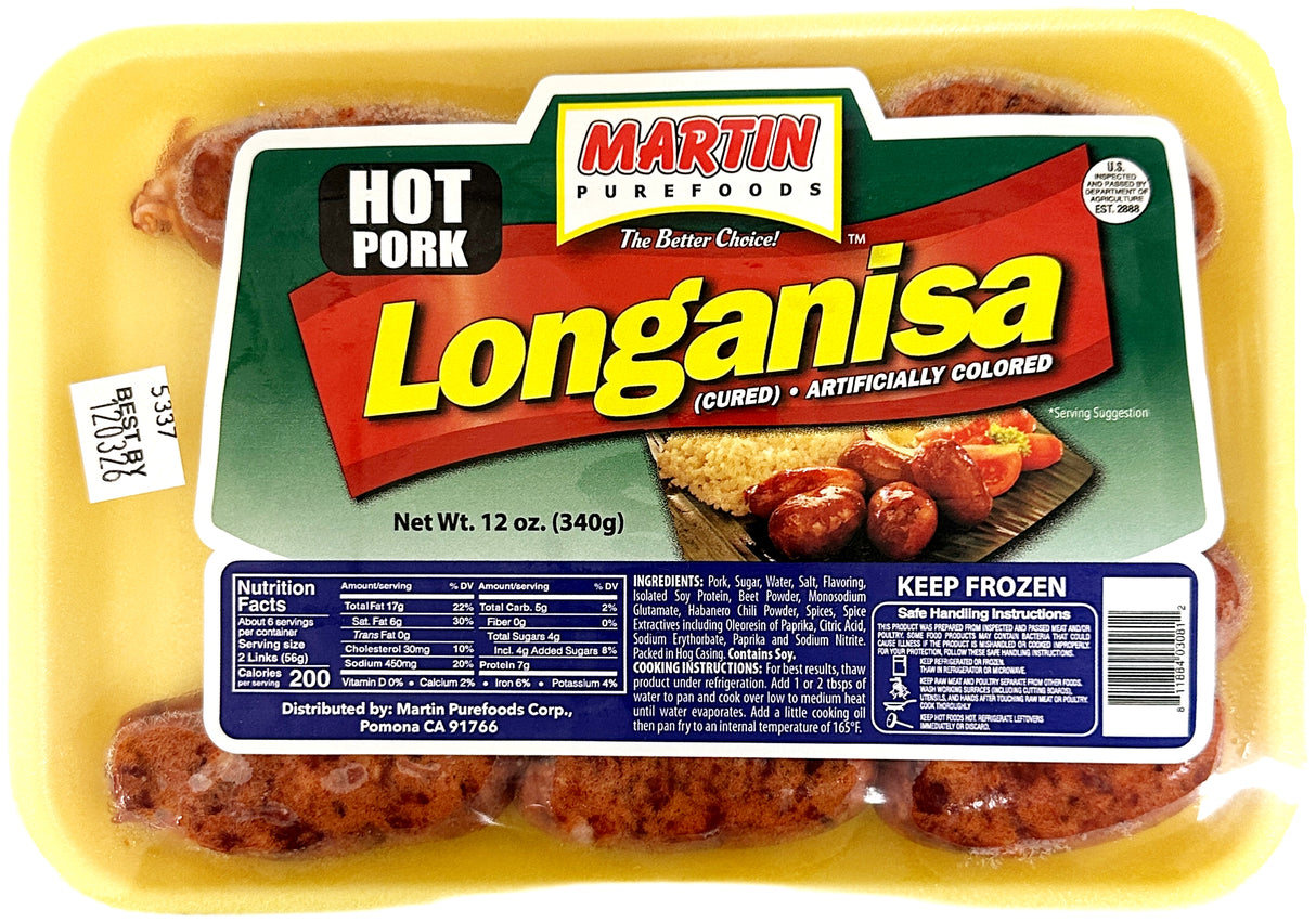 MARTIN LONGANISA - HOT PORK (12oz)