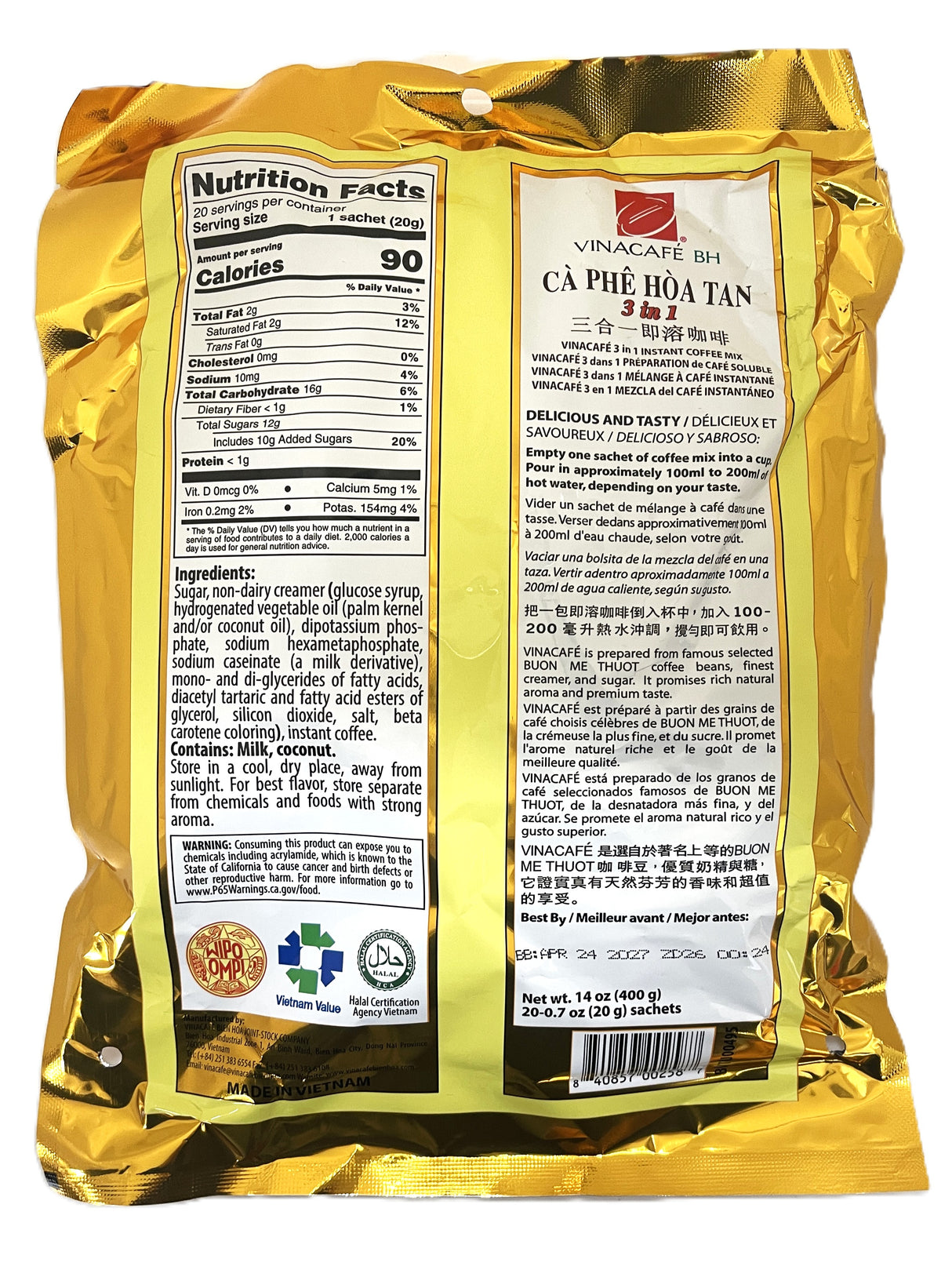 VINACAFE INSTANT COFFEE MIX 20PK
