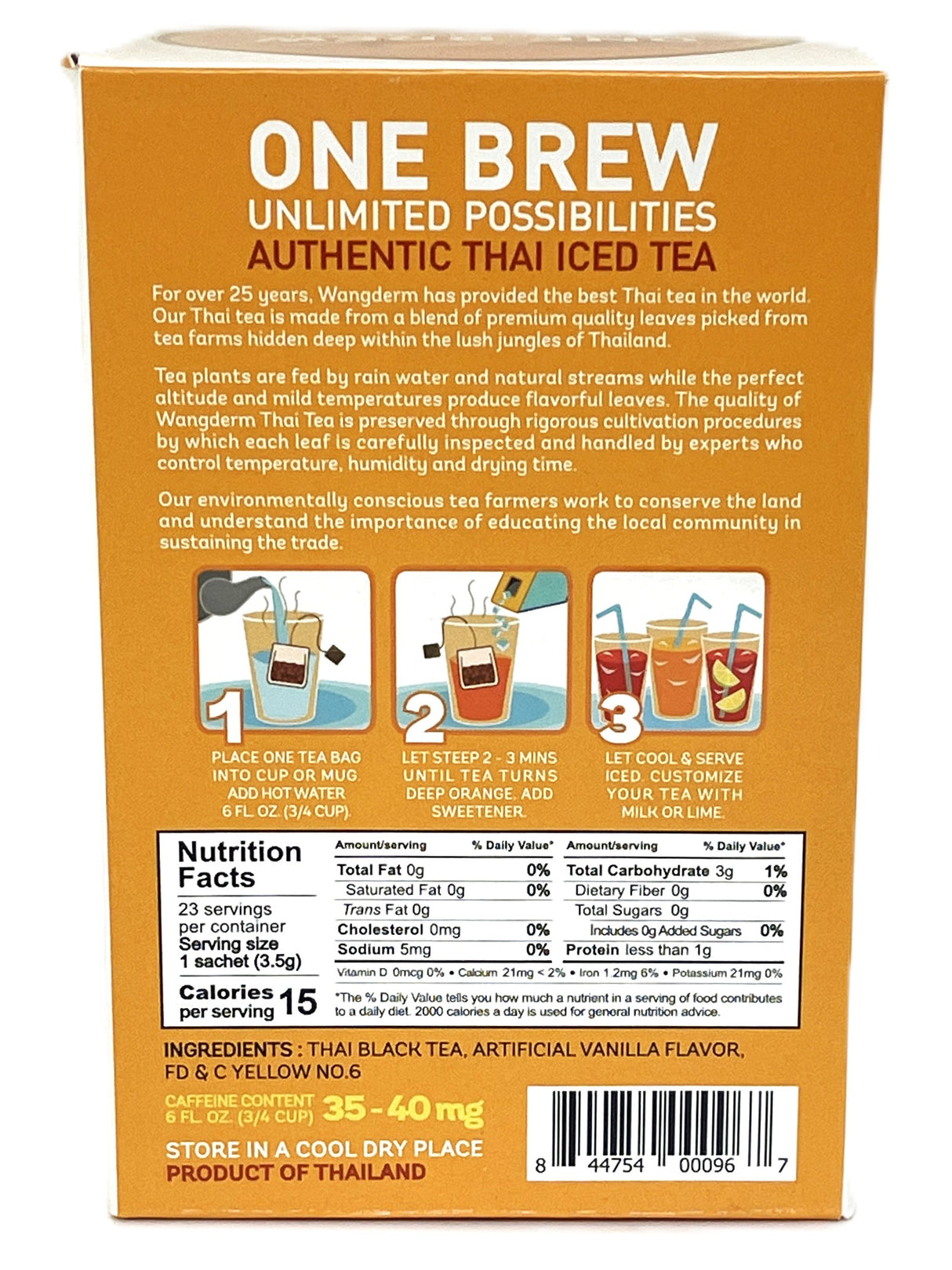 WANGDERM AUTHENTIC THAI ICED TEA 23CT
