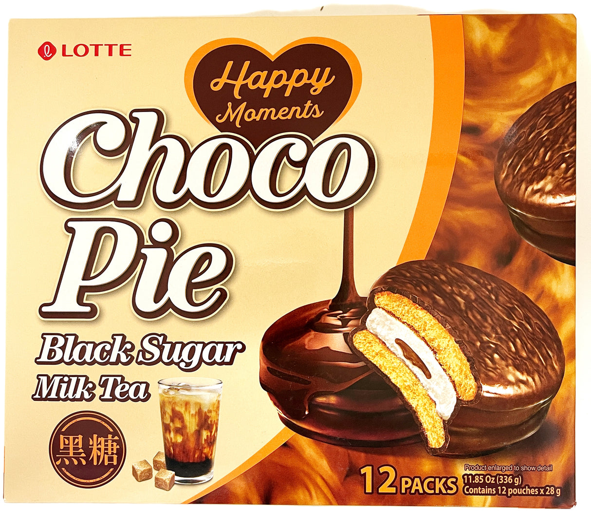LOTTE CHOCO PIE 12PK - BLACK SUGAR MILK TEA