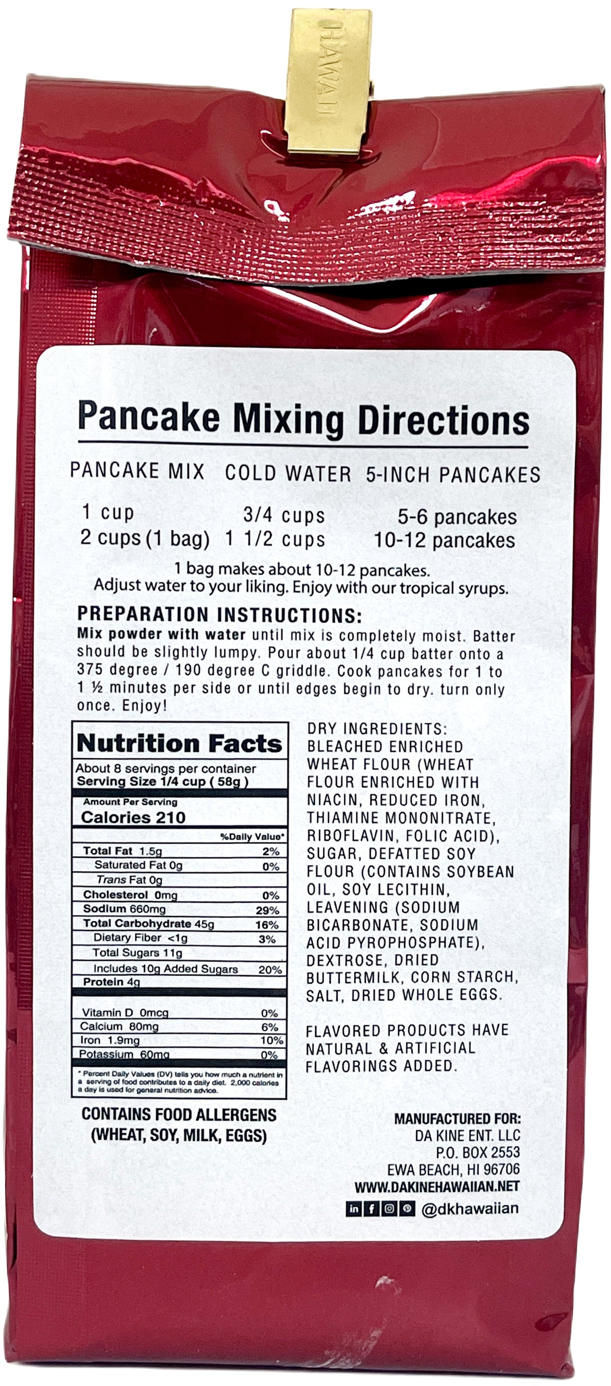 DA KINE PANCAKE MIX - RED VELVET MACADAMIA (8oz)