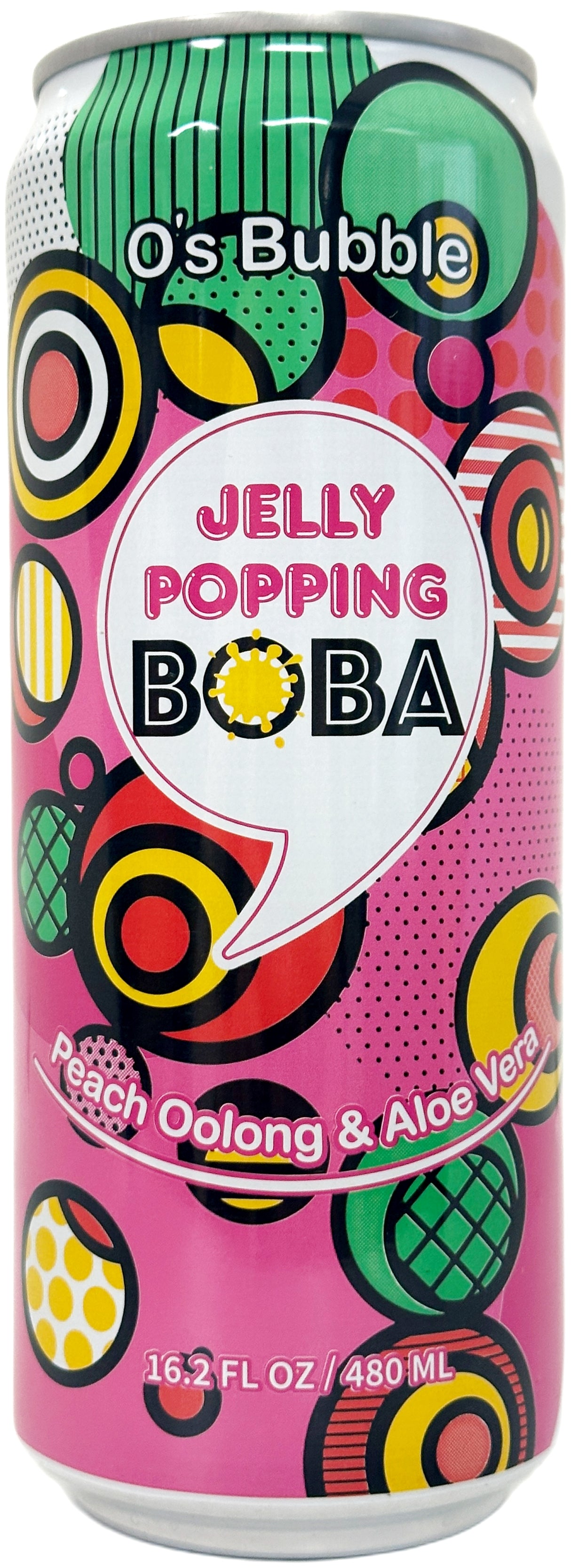 O'S BUBBLE POPPING BOBA DRINK - PEACH OOLONG & ALOE VERA (16.2oz)