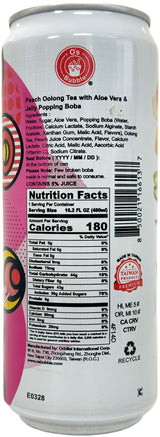 O'S BUBBLE POPPING BOBA DRINK - PEACH OOLONG & ALOE VERA (16.2oz)