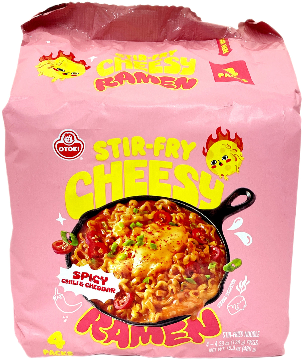 OTOKI STIR-FRY CHEESY RAMEN 4PK - SPICY CHILI & CHEDDAR